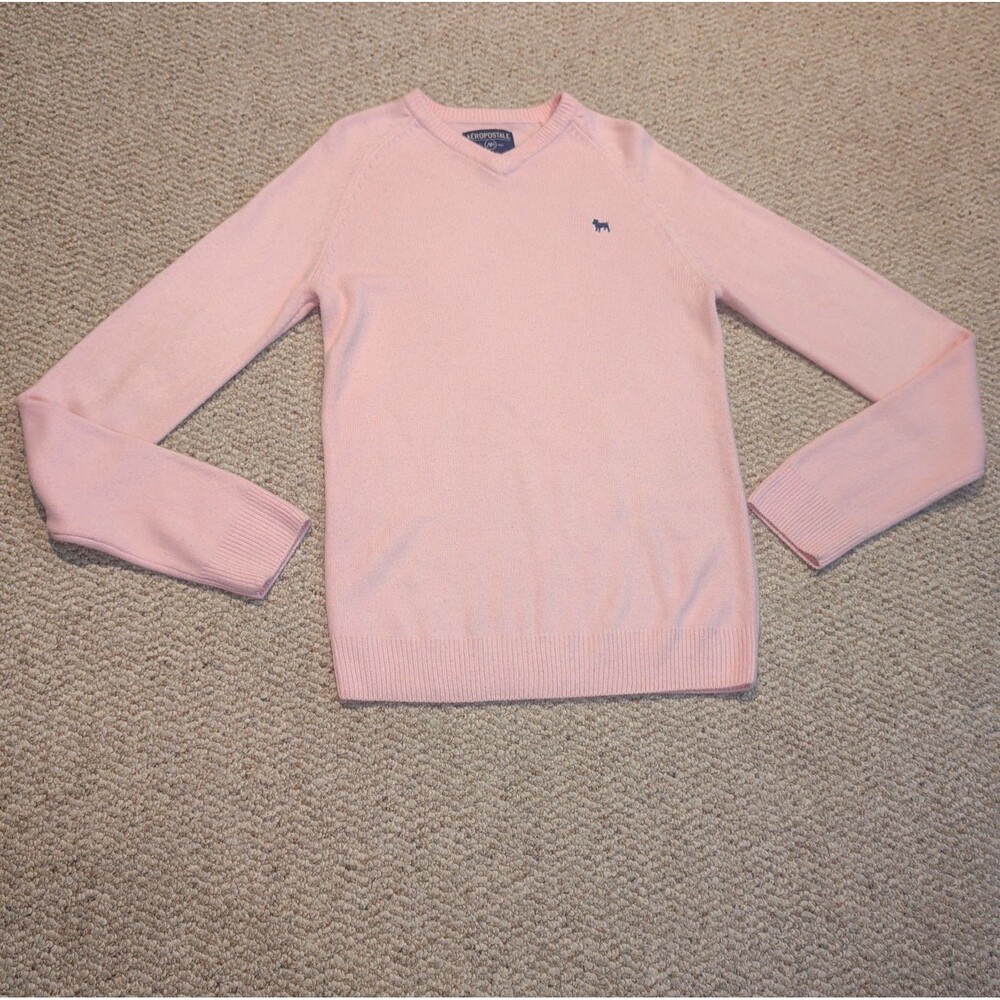 Vintage Aeropostale Sweater Mens Small V Neck Pink Tennis Preppy Classic